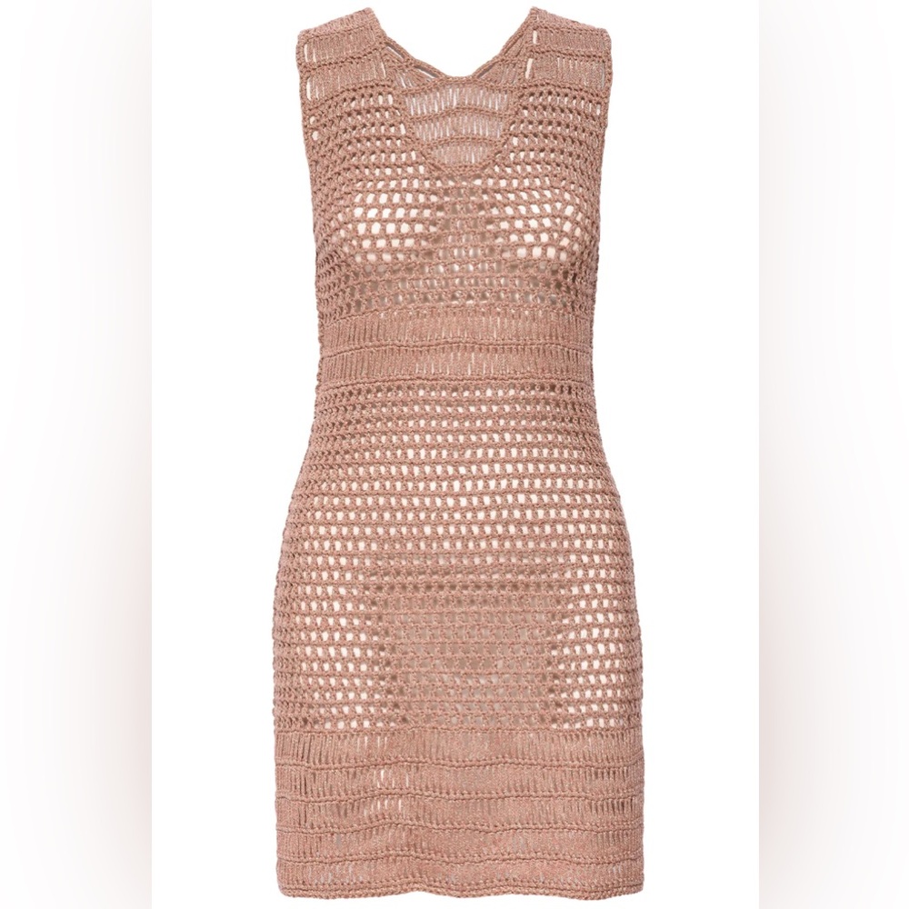 Vethchy Bronze Crochet Swim Cover-Up - Tan